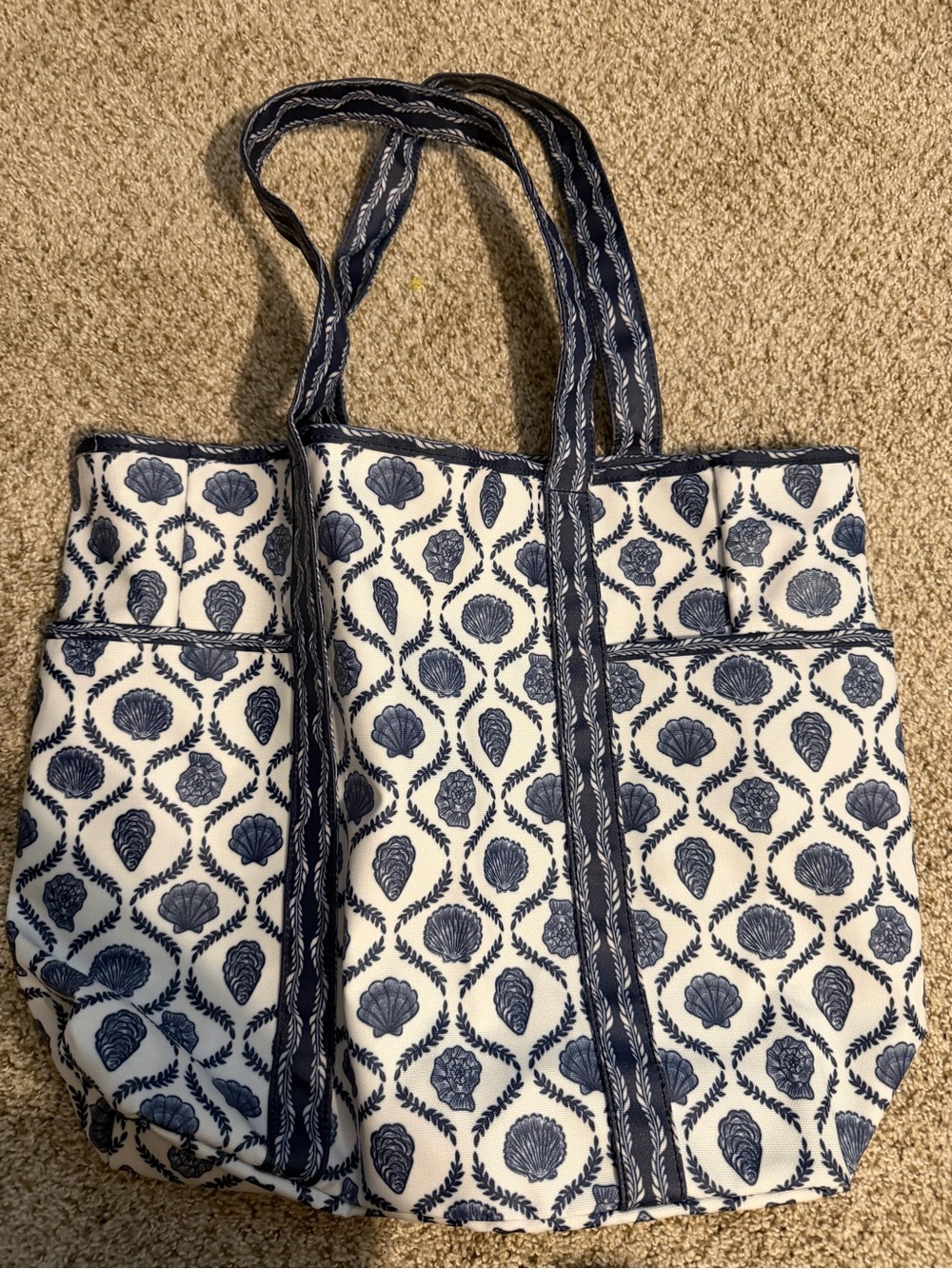 Navy Shell-Print Tote Bag - Women's Beach & Everyday Carry